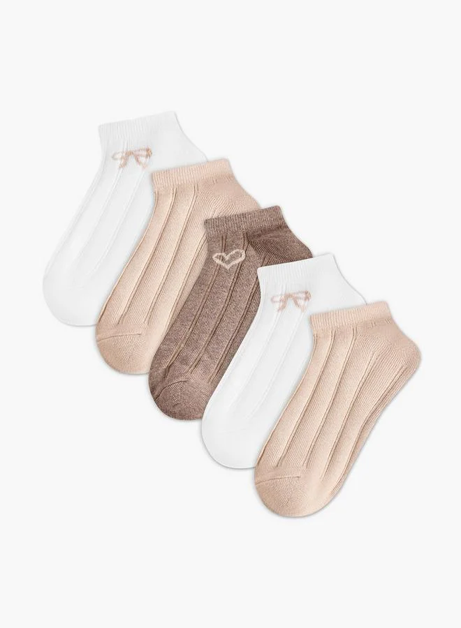 Flora Bella By Shoexpress Pack Of 5 Ankle Length Cotton Socks